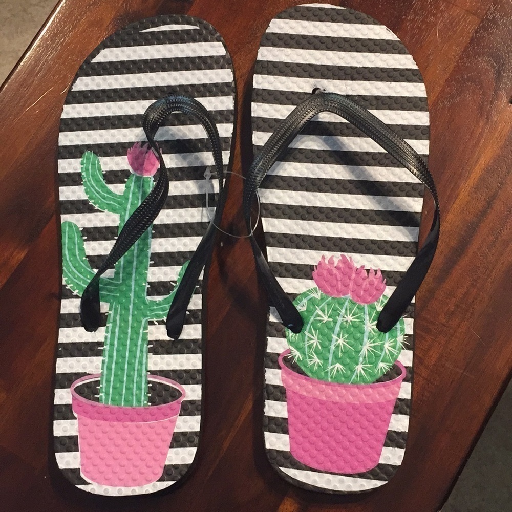 Cactus Striped Flip Flops
